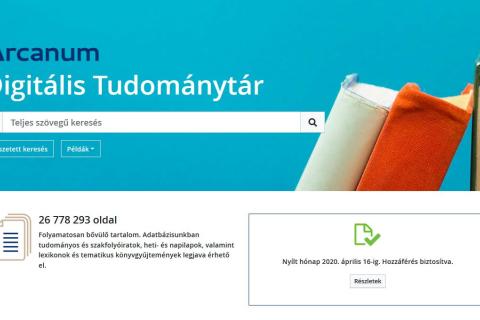 Ingyenessé teszi szolgáltatását az Arcanum Digitális Tudománytár
