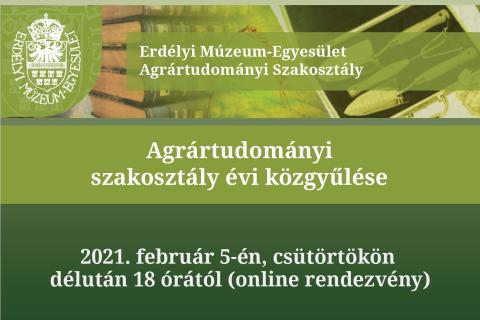 EME Agrártudományi Szakosztály 2021. évi közgyűlése