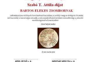 Az EME 2020. március 21-i közgyűlésének dokumentumai. A Szabó T. Attila-díj átadása