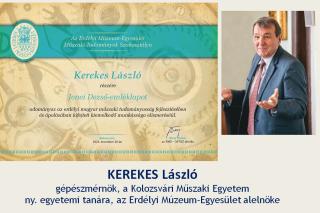 Jenei Dezső-emléklappal tüntették ki Kerekes László gépészmérnököt, ny. egyetemi tanárt